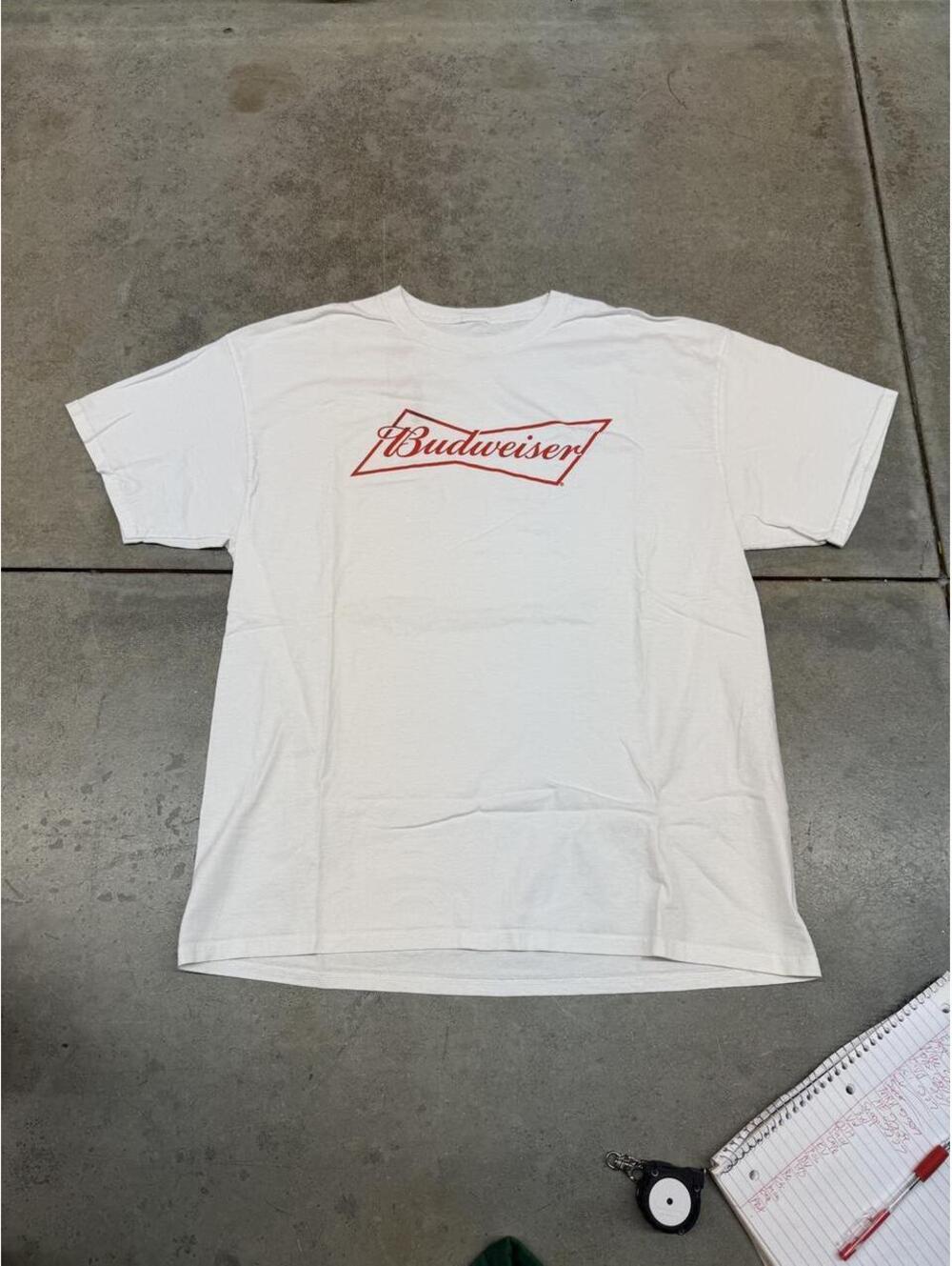 vintage budweiser beer alcohol white spell out shirt size xl